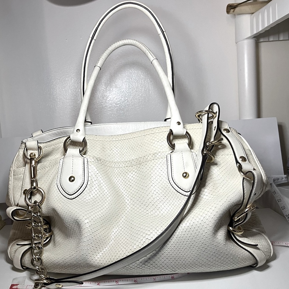 Pre Loved Coach Embossed Exotic Python Sierra Whi… - image 4